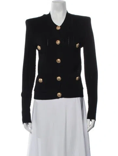 Pre-owned Balmain V-neck Sweater In Black