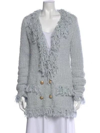 Pre-owned Balmain V-neck Sweater In Blue