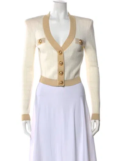Pre-owned Balmain V-neck Sweater In Neutral