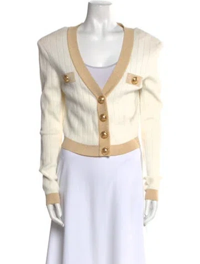 Pre-owned Balmain V-neck Sweater In Neutral