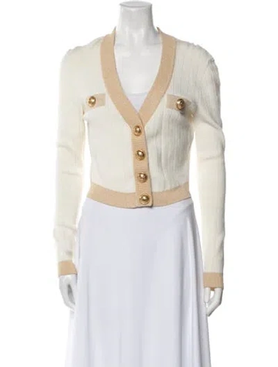 Pre-owned Balmain V-neck Sweater In Neutral