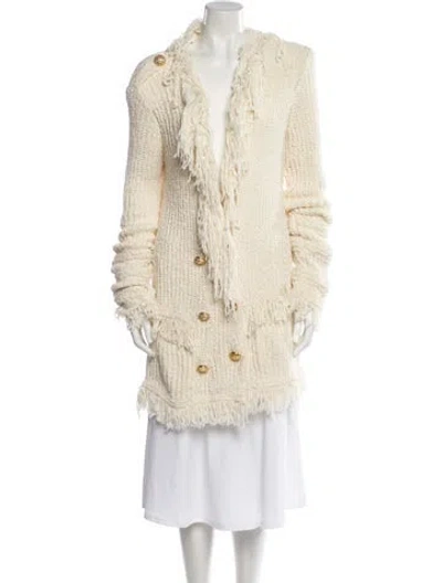 Pre-owned Balmain V-neck Sweater In Neutral