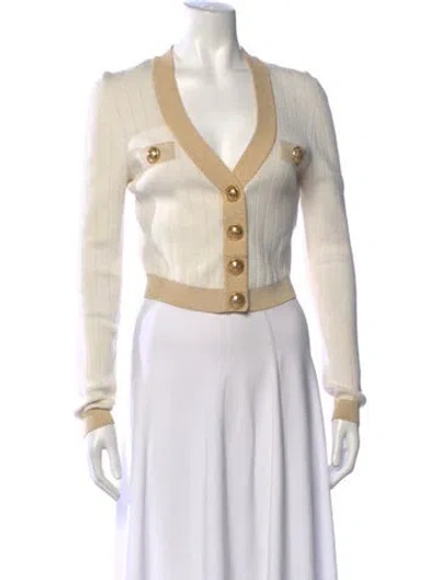 Pre-owned Balmain V-neck Sweater In Neutrals