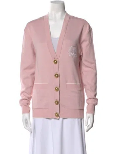 Pre-owned Balmain V-neck Sweater In Pink