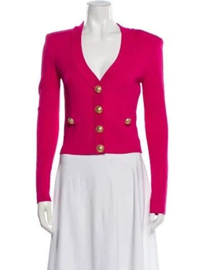 Pre-owned Balmain V-neck Sweater In Pink