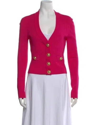 Pre-owned Balmain V-neck Sweater In Pink