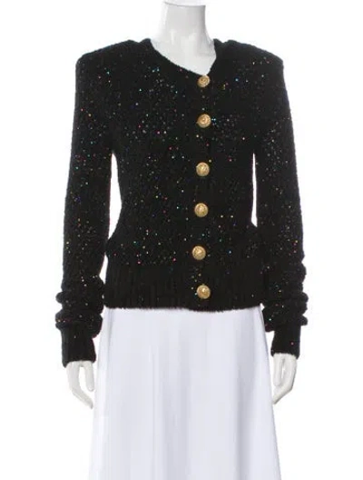 Pre-owned Balmain V-neck Sweater W/ Tags In Black