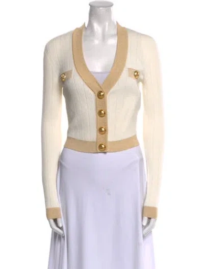 Pre-owned Balmain V-neck Sweater W/ Tags In Neutral