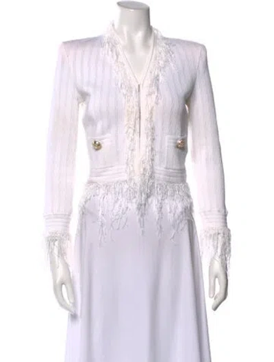 Pre-owned Balmain V-neck Sweater In White