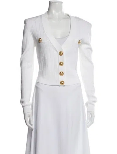 Pre-owned Balmain V-neck Sweater In White