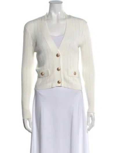 Pre-owned Balmain V-neck Sweater In White