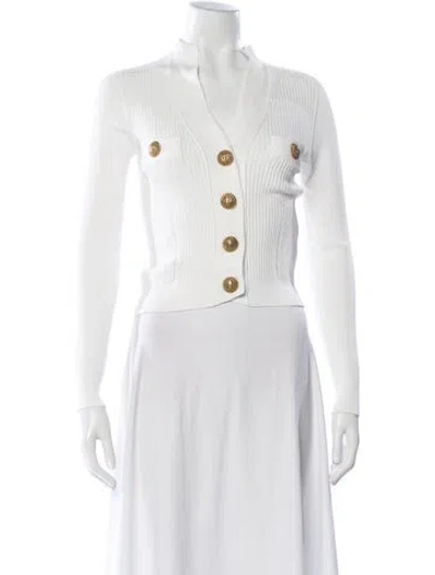 Pre-owned Balmain V-neck Sweater In White