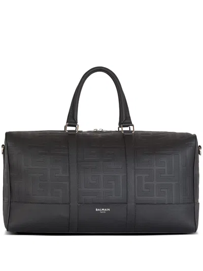 Balmain Voyage Monogram Duffle Bag In Black