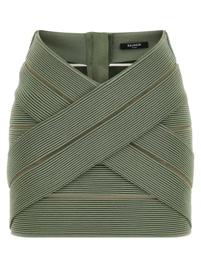 Balmain V-shaped Waist Skirt Skirts Green