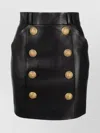 Balmain Leather Skirt With Iconic Buttons In Black