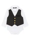 Balmain Layered Buttoned Cotton Bodysuit In White