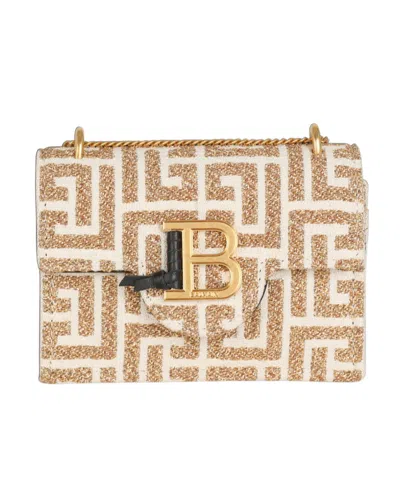 Balmain Wallet-on Chain Bag In Glz Blanc Cassé/or/a