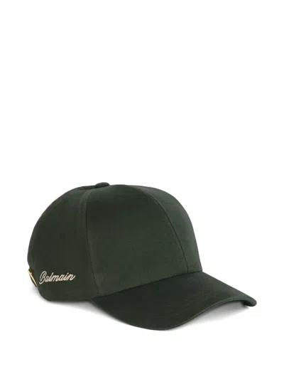 Balmain Washed Cotton Cap In Green