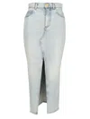 Balmain Midi Denim Skirt With Slit