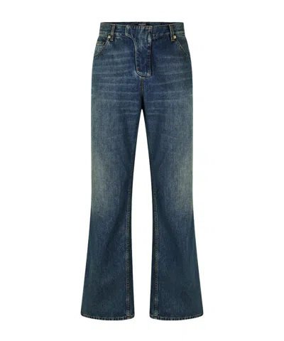 Balmain Washed Flared Jeans In Blue