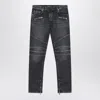 Balmain Grey Washed Slim Biker Jeans Men In Black