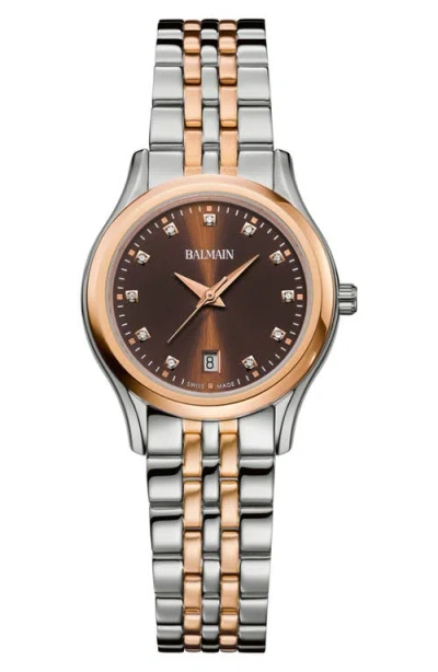 Balmain Watches Beleganza Diamond Bracelet Watch, 27.5mm In Stainless Steel/rose Gold