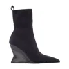 Balmain Cotton Wedge Heel Ankle Boots In Multi