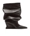 Balmain Leather Wedge Ankle Boots 60 In Black