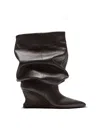 Balmain Leather Wedge Ankle Boots 60 In Multi