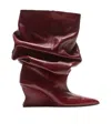 Balmain Wedge Ankle Boots In Burgundy