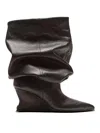 Balmain Leather Wedge Ankle Boots 60 In Black
