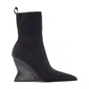 Balmain Cotton Wedge Heel Ankle Boots In Black
