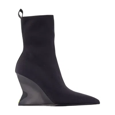 BALMAIN BALMAIN WEDGE ANKLE BOOTS -  - COTTON - BLACK