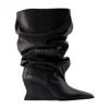 Balmain Leather Wedge Ankle Boot In Black