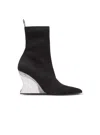 Balmain Wedge Knit Ankle Boots In Multi