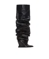 Balmain 95mm Calfskin Wedge Over-the-knee Boots In Black