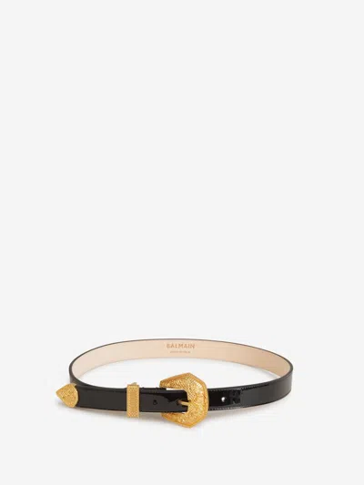 Balmain Western Patent-finish Leather Belt In Patent Leather