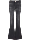 Balmain Logo-embroidered Whiskering-detail Bootcut Jeans In Black