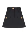 Balmain Trapeze Mini Skirt With Embossed Buttons In Black