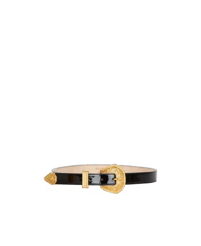 Balmain Western Patent-finish Leather Belt In Multicolor