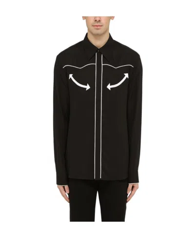 Balmain Western-style Poplin Shirt In Black