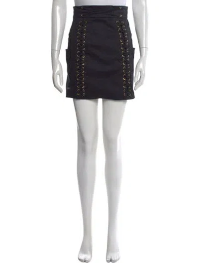 Pre-owned Balmain Whipstitch Trim Mini Skirt In Black