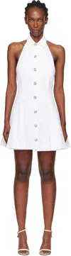 Balmain White A-line Backless Poplin Minidress In White