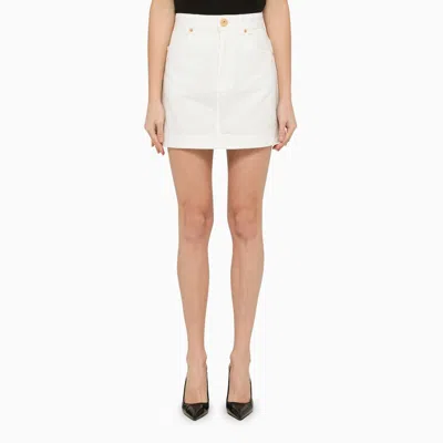 Balmain White Denim Miniskirt