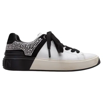 Pre-owned Balmain White & Black  Crystal-embellished Low-top Sneakers Size 37