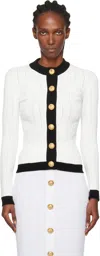 Balmain Bicolor Knit Cardigan With Embossed Buttons In Multi