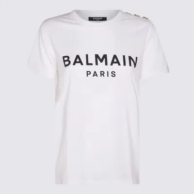 Balmain White And Black Cotton T-shirt