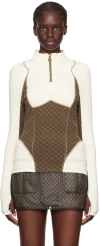 Balmain Printed Paneled Stretch Cotton-jersey Base Layer In Wga Marron/marron