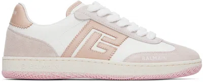BALMAIN WHITE & PINK SWAN SNEAKERS