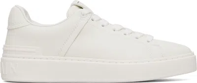 Balmain B-court White Low Top Sneakers With Logo Patch On The Tongue In Leather Man In Multi